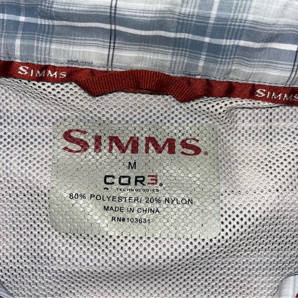 Simms Shirt Mens MD Plaid Short Sleeve Button Up Fishing COR3 Vented Tattersall - Picture 6 of 10